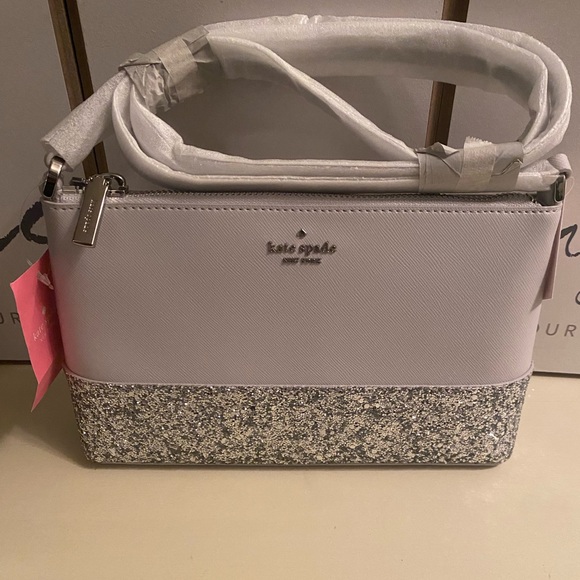 Kate Spade Silver Sparkle Crossbody Bag || Grey - Picture 12 of 15
